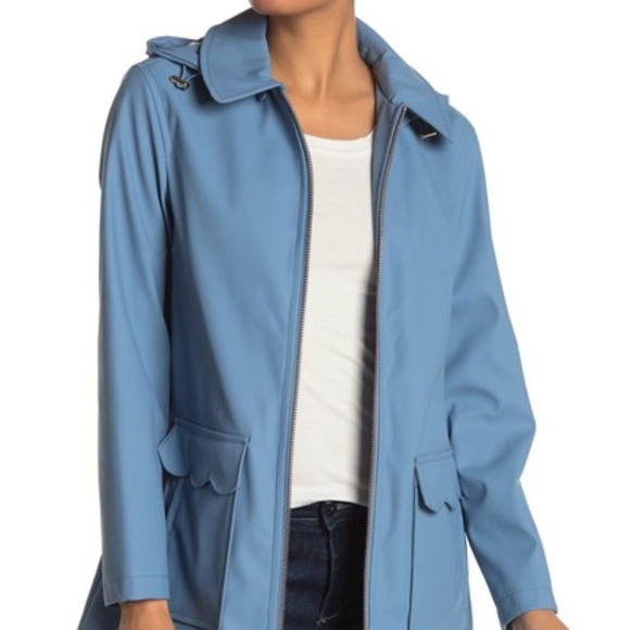 kate spade Jackets & Blazers - Kate Spade matte coated rain coat blue S NWT